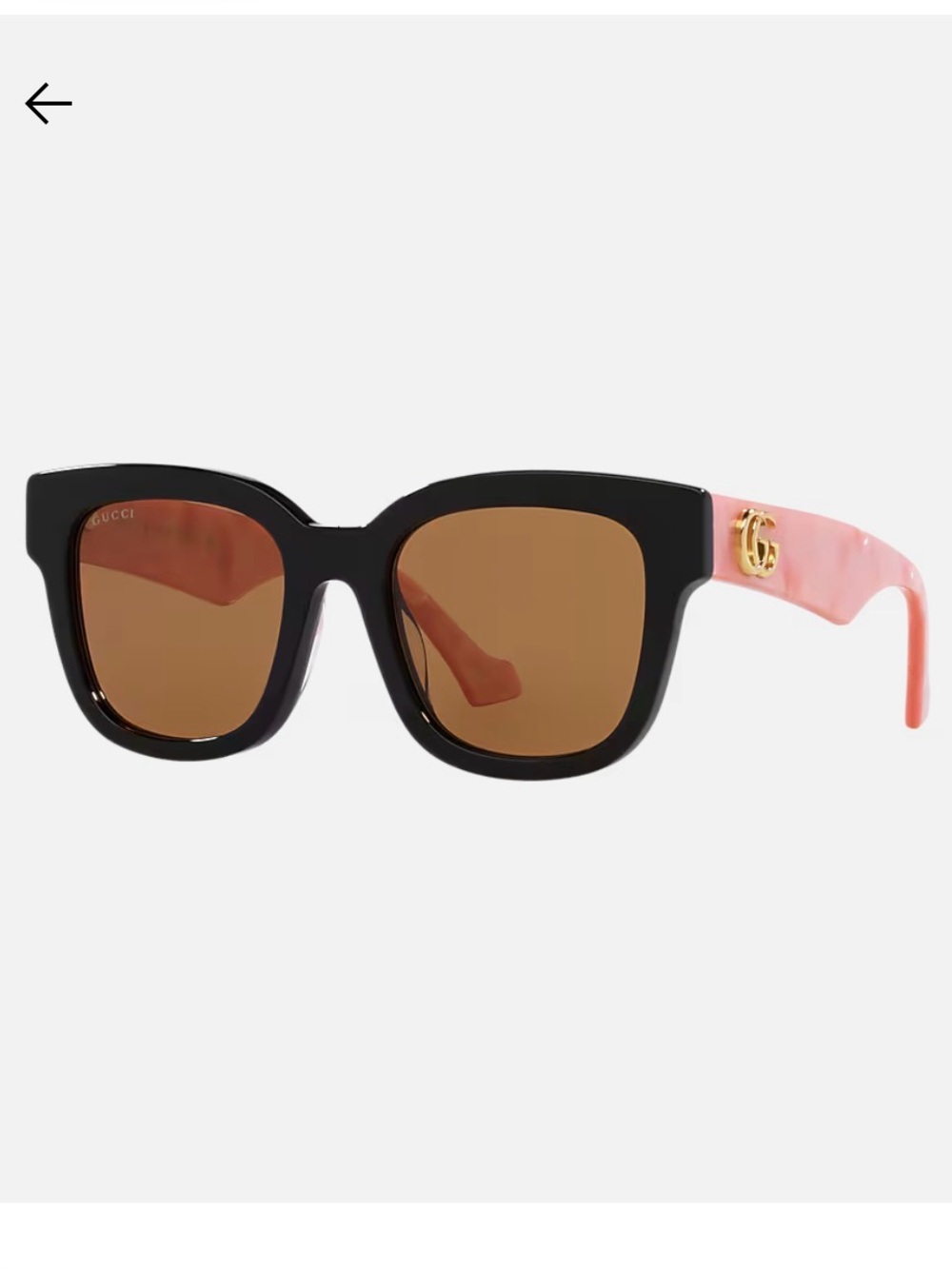 Gucci Sunglasses Black & Pink Rectangular Sunglasses
